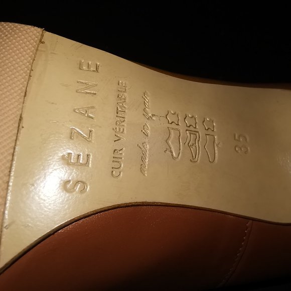 Sezane Tan Leather 'Django' Courts Pumps Heels - Picture 9 of 9